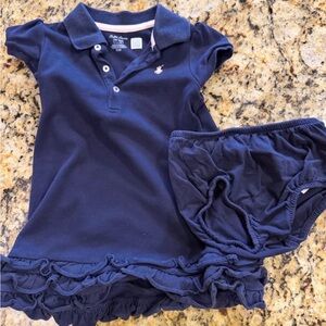 Ralph Lauren Navy Polo Ruffle Hem Dress with Matching Bloomers